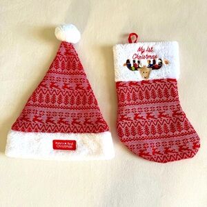 Baby's First Christmas Santa Hat and Stocking Set 0-12 Months